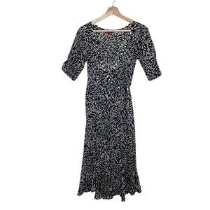 Monsoon 100% Cotton Abstract Print Black and White True Wrap Dress Women’s Sz 4